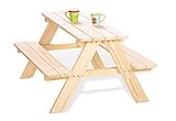PINOLINO Nicki für 4 Kindersitzgarnitur Picknicktisch Kinder - Massivholz Gartenmöbel für Kinder ab 2 Jahren, Naturholz, Langlebig, Sicher, Nachhaltig