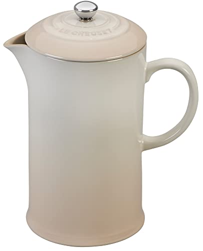 Le Creuset Steinzeug Kaffeebereiter mit Metallpresse, 1 L, Meringue