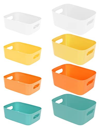OSTWOLKE 8 Stück Aufbewahrungskorb Kunststoff, Haushalt Aufbewahrungsboxen storage boxes mit Griff für Regale, Schubladen, Wäscheschrank