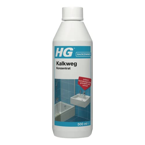 HG Kalkweg Konzentrat 500 ml, Kalkreiniger für das Badezimmer, entfernt Flecken und Ablagerungen von Duschköpfen, Wasserhähnen, Badewannen und Ablagen (500 ml) - 100050105