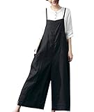 YESNO Damen Latzhose mit Beiläufig Retro Oversize Loose Hose Größe Baggy Jumpsuit Sommerhose (M PZZTYP2DE BLACK)