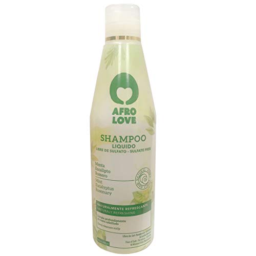 Afro Love Tiefenreinigendes Shampoo ohne Silikone, Sulfate und Parabene Für Lockiges Haar 290ml, Mit Minze, Eucalyptus und Rosmarin