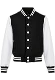 Build Your Brand Unisex Kinder Organic Kids Sweat College Jacket Jacke, black/white, 158-164