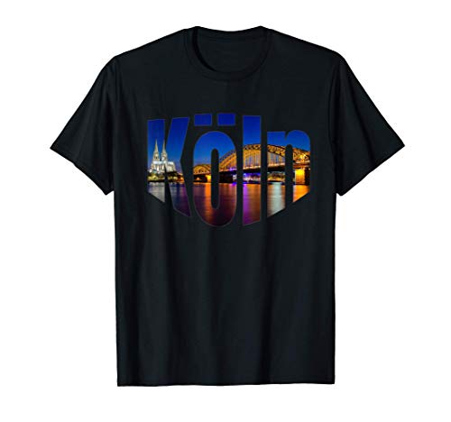 Köln Cologne Kölner Dom Hohenzollernbrücke in der Nacht Köln T-Shirt