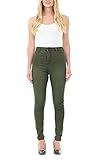 M17 Damen Women Ladies High Waisted Denim Casual Cotton Trousers Pants with Pockets (12, Khaki) Jeans mit hoher Taille, Skinny Fit, legere Baumwollhose mit Taschen, 38