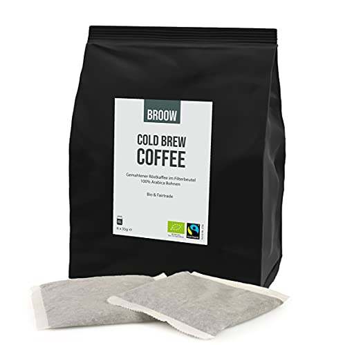 broow - Cold Brew Coffee | Bio & Fairtrade | gemahlener Röstkaffee im Filterbeutel | DE-ÖKO-006 (1 x Packung)
