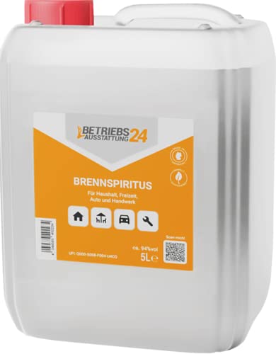 Brennspiritus 5 Liter ca. 94% vol CA-NR. 64-17-5 UN1170 Für Haushalt, Freizeit, Auto & Handwerk Betriebsausstattung24®