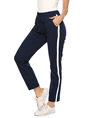 NC Sporthose Damen Freizeithose einfarbig Jogginghose Baumwolle Trainingshose High Waist Lang Hose Schlafanzughose Streifen