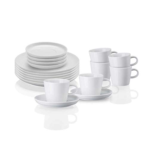 Arzberg Cucina-Basic ROK Weiss Kaffeeset 18-TLG, Porzellan, White, 29.1 x 21.7 x 32.2 cm