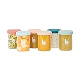 Babymoov ISY BOWLS Behälter für Babynahrung aus robustem, temperarturbeständigem Glas - zum Aufbewahren/ Einfrieren von Babybrei, 6x 250ml