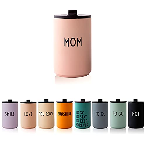 Design Letters Thermobecher- Isolierbecher Nude MOM | BPA-Frei | 350 ml | Geschenke für Mama | Deckel mit einfachen Öffnnen/Schließ System | Skandinavisches Design