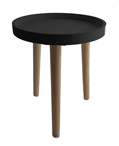 Deko Holz Tisch 36x30 cm - schwarz - Kleiner Beistelltisch Couchtisch Sofatisch