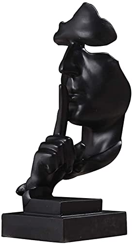 WQQLQX Statue Menschen menschliches Gesicht skulptur schwarz und weiß Harz abstrakt Figur Handwerk Ornamente Kunst Dekoration Skulpturen (Color : Black)