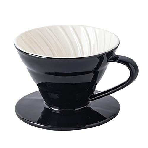 Cangool V60 Kaffeefilterhalter, Porzellan, Größe 02, 1-4 Tassen, Schwarz Kaffeefilter