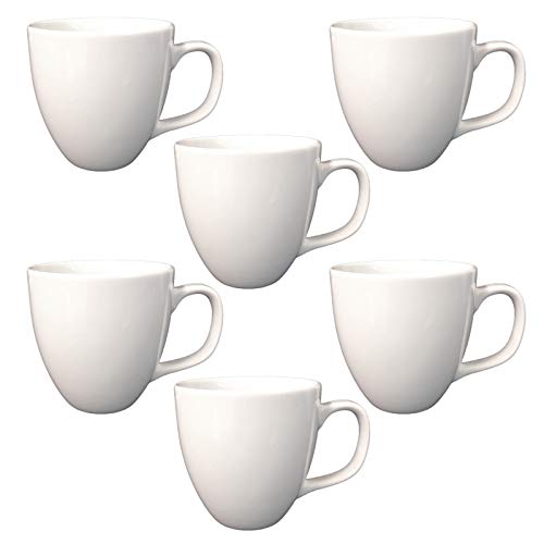Doriantrade Kaffeebecher 6 Stück Porzellan, Kaffee-Tassen Groß, Kaffee Becher, Porzellantasse Harry 6er Set für Gastro & Haushalt, zum Bedrucken, Bemalen, Weiß, 400ml