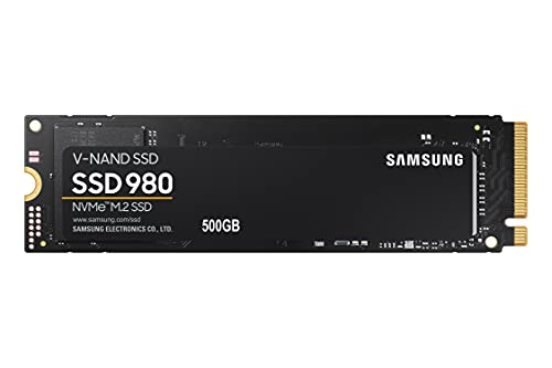 Samsung 980 500 GB PCIe 3.0 (bis zu 3.100 MB/s) NVMe M.2 Internes Solid State Drive (SSD) (MZ-V8V500BW) Schwarz