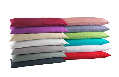 Doppelpack Baumwolle Renforcé Kissenbezug, Kissenbezüge, Kissenhüllen für Seitenschläferkissen 40x145 cm in 8 modernen Farben Lila