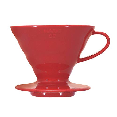 Hario VDC-02R V60 Kaffeefilterhalter Porzellan- Größe 02/1-4 Tassen, rot