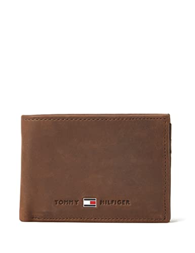 Tommy Hilfiger Herren Geldbörse Johnson Mini CC Flap Coin Pocket Pocket aus Leder, Braun (Brown), Onesize