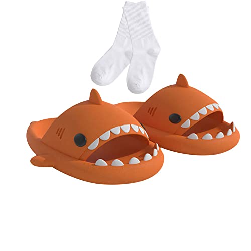 Malwe Shark Slides, Unisex Cloud Shark Slides, Shark Slides Adult Shark Sandals (Orange,36-37)