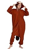 DELEY Unisex Erwachsene Biber Strampelanzug, Halloween Kostüme Cosplay Pyjamas Warme Nachtwäsche Homewear
