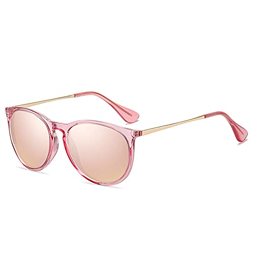Darringls Sonnenbrille Damen Herren Runde Polarisierte Gläser mit UV400 Schutz Vintage Nerd Sonnenbrille Verspiegelt Kunststoff Gestell