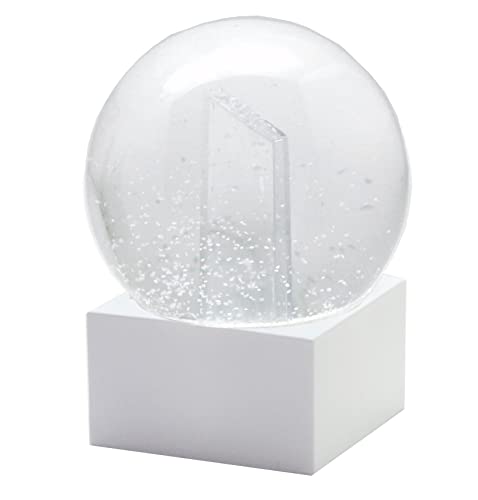 Snowglobe for You 40079 Foto-Schneekugel Glas gefüllt Fotorahmen mit Kunststoffsockel weiß eckig 100 mm Durchmesser - individuelle Schneekugel - Schüttelkugel basteln