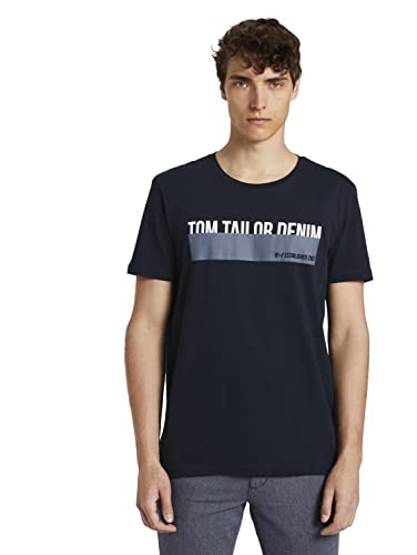 TOM TAILOR Denim Herren T-Shirt mit Print 1016303, 10668 - Sky Captain Blue, M