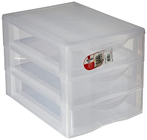 Sundis Orgamix Schubladenbox mit 3 Schüben, , transparent, A4 (36.5 x 26 x 25,5 cm)