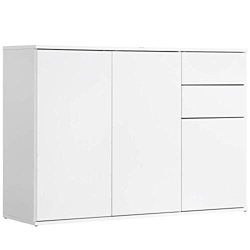 mokebo® Kommode mit Schubladen in Weiß 'Die Elegante', modernes Sideboard aus Holz & Highboard in 117x81x34 (B/H/T in cm)