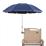STARRY CITY Sonnenschirm für Stuhl mit Verstellbarer Klemme,Oberfläche115cm,mit Regenschirm Clip Befestigung für Terrassenstühle,Strandstühle,liegestuhl,Rollstühle,Golfwagen (D-Blau)