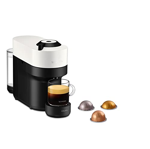 KRUPS Nespresso, Kaffeemaschine, Kaffeemaschine, Kaffeekapseln, 4 Tassen, Espresso, Kaffee, lang, große Auswahl an Getränken, kompakt, Vertuo Pop, Weiß Coco YY4889FD