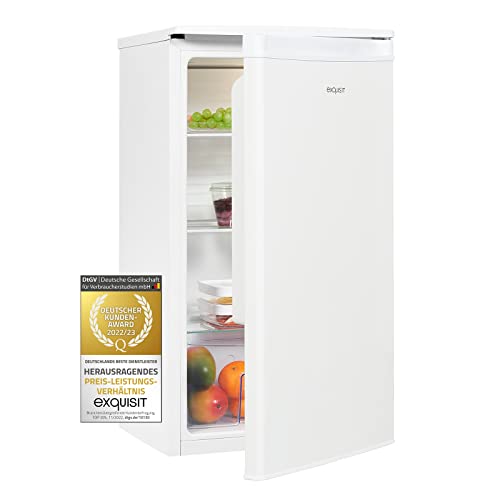 Exquisit Kühlschrank KS585-V-091F | 75 L Nutzinhalt | Temperaturregelung | Mit Gemüsefach | 3 Ablagen | wechselbarer Türanschlag | weiss