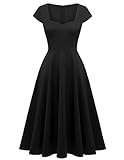 Berylove Cocktailkleid Damen Kurz Kleid Schwarz Damen Elegant Abendkleid Kleid mit Herausschnitt 8009 Black L