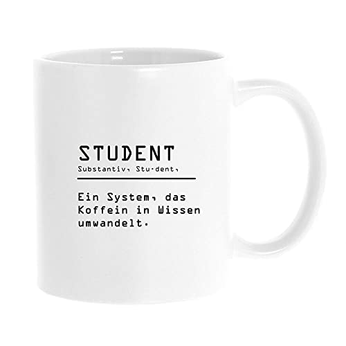 stempel-fabrik Keramiktasse mit Aufdruck - Definition Student - Kaffeetasse - Kaffeebecher - Bedruckte Tasse - Geschenkidee für Studenten - Teetasse - Tasse mit Spruch - Uni Becher - Lustig - Witzig