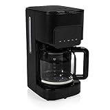 Princess Black Steel Kaffeemaschine - 1,5 Liter Fassungsvermögen, 900 Watt, für bis zu 15 Tassen, Füllstandanzeige, digitales Display, mit Timer, 246014
