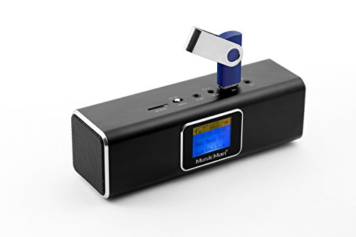 Musicman MA Soundstation Stereo-Lautsprecher mit intergriertem Akku und LCD Display (MP3 Player, Radio, MicroSD Kartenslot,USB Steckplatz) schwarz