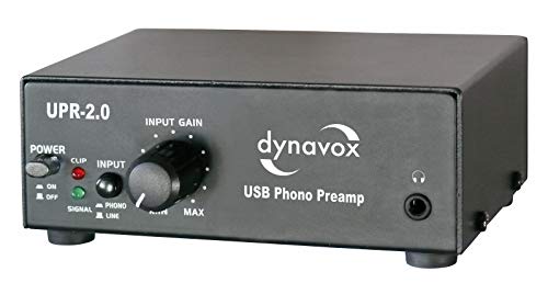 Dynavox Phono-Vorverstärker UPR-2.0, für Plattenspieler mit MM-Abtastsystemen, USB-Ausgang zum Digitalisieren von Vinyl-Platten, schwarz