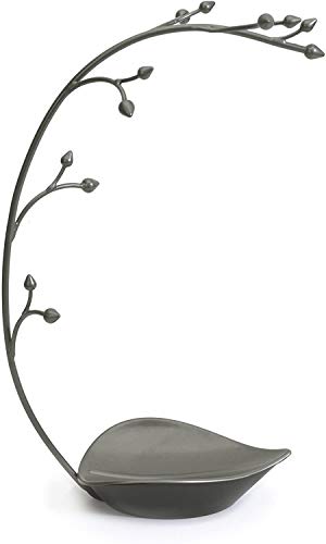 Umbra Orchid Schmuckständer und Schmuckbaum für Ketten mit integrierter Schmuckablage, Stahlgrau