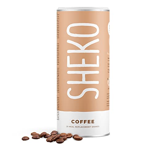 SHEKO Kaffee Mahlzeitersatz Shake | 25 cremige Eiskaffe Shakes pro Dose | Nur 200kcal, Glutenfrei & Natürlich lecker | Diät Shakes zum Abnehmen