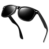 KANASTAL Sonnenbrille Herren und Damen Polarisiert Glänzend Schwarz Rahmen UV400 Schutz Rechteck Retro Unisex Klassische Sonnenbrillen