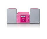 Lenco MC-013PK Stereoanlage - Kompaktanlage für Kinder - Radio CD-Player - LCD Display - AUX Eingang - 2 x 2 Watt RMS - mit Aufklebern - rosa