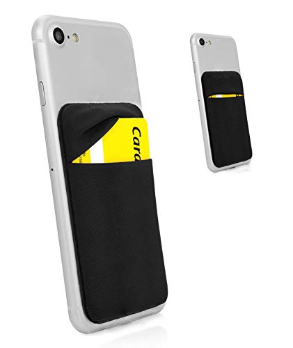 MyGadget 1 Fach Handy Kartenhalter zum aufkleben - RFID Blocking - Haftendes Kartenfach, Kartenhülle, Karten Halterung - Geldbörse Smartphone Etui Schwarz