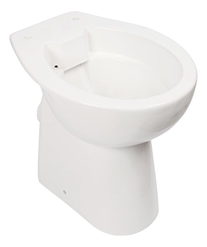 'aquaSu® Spülrandloses Stand-WC Igeno | +7 cm Erhöhung | Tiefspüler mit waagerechtem Abgang | Tiefspül-WC ohne Spülrand | Erhöhte Toilette bodenstehend | Sanitärkeramik in weiß | 57103 6