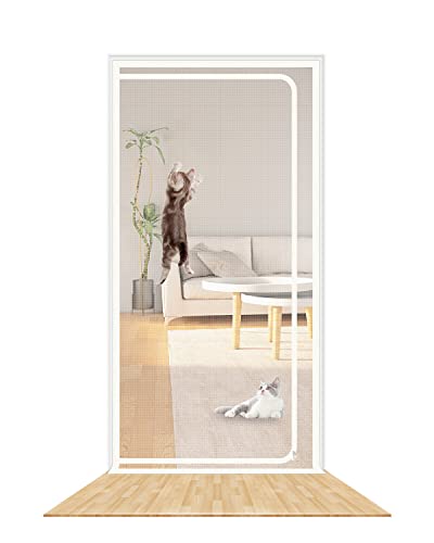 SHRRL katzengitter balkontür , Verdickte Katzenschutzgitter für Wohnzimmer, Schlafzimmer, Küche, Terrasse, Hund Katze Gittertür mit Reißverschluss… (Geeignet für Türgröße: 80 cm x 200cm)