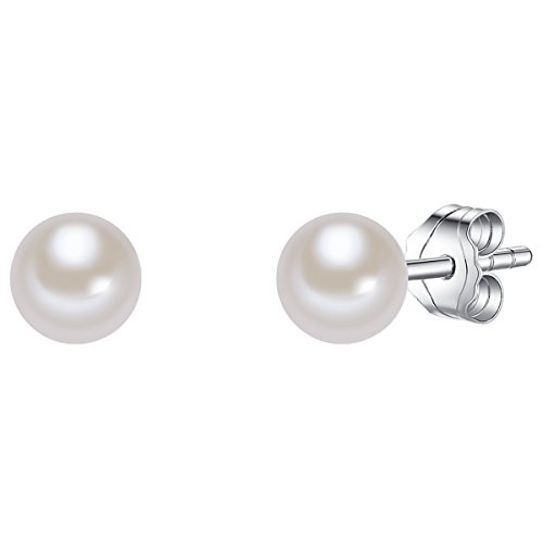 Valero Pearls Damen-Ohrstecker Hochwertige Süßwasser-Zuchtperlen in ca. 5 mm Rund weiß 925 Sterling Silber - Perlenohrstecker mit echten Perlen 186120