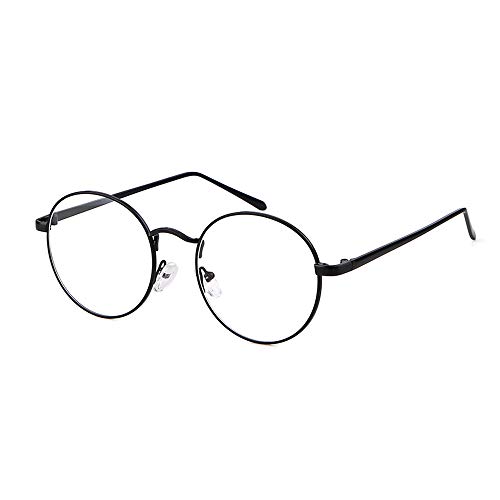 GIFIORE Runde Blaulichtfilter Brille Ohne Stärke, Mode Retro Dekobrille, Klare Linse Ebenenspiegel für Damen Herren