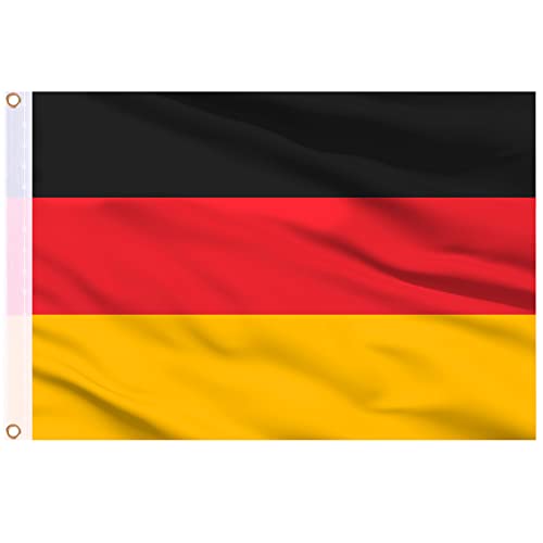 AhfuLife Deutschland Flagge 90 x 150 cm, 1/2/4 Stück Deutsche Fahne Leuchtenden Farben mit Messing-Ösen, Deutschland Fahne für 2023 Weltmeisterschaft der Frauen Deko Balkon Garten Draußen und Drinnen