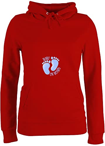 Pullover Damen Hoodie Frauen - Schwangerschaft Kleidung Geschenk - Baby on Board - himmelblau - S - Rot - schwanger schwangerschaftsverkündung Schwangerschafts schwangerschaftsgeschenk - JH001F