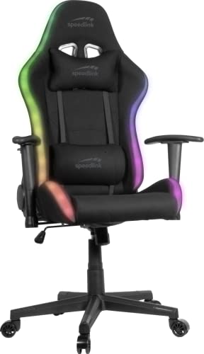 Speedlink REGYS RGB Gaming Chair – Schreibtischstuhl für Gamer, höhenverstellbar, mit Beleuchtung, schwarz, 69 × 60-130 × 128-136cm (B × T × H)